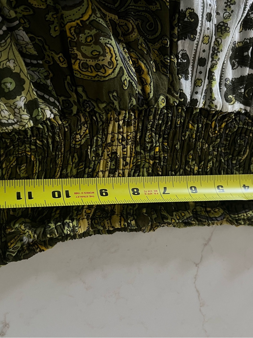 Solitaire Patchwork Print Paisley Boho Maxi Skirt Smocked Waist Size S - Picture 9 of 10